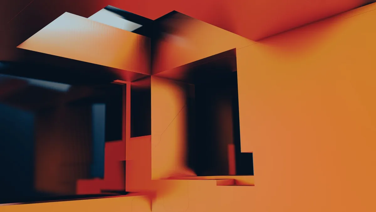 Abstract render of orange geometric architecture