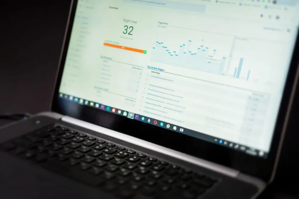 Laptop showing a real-time analytics dashboard