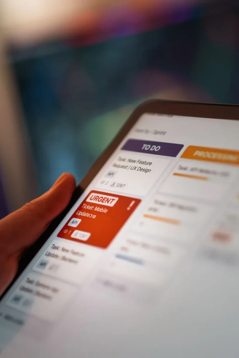 Tablet showing a product interface during UX review