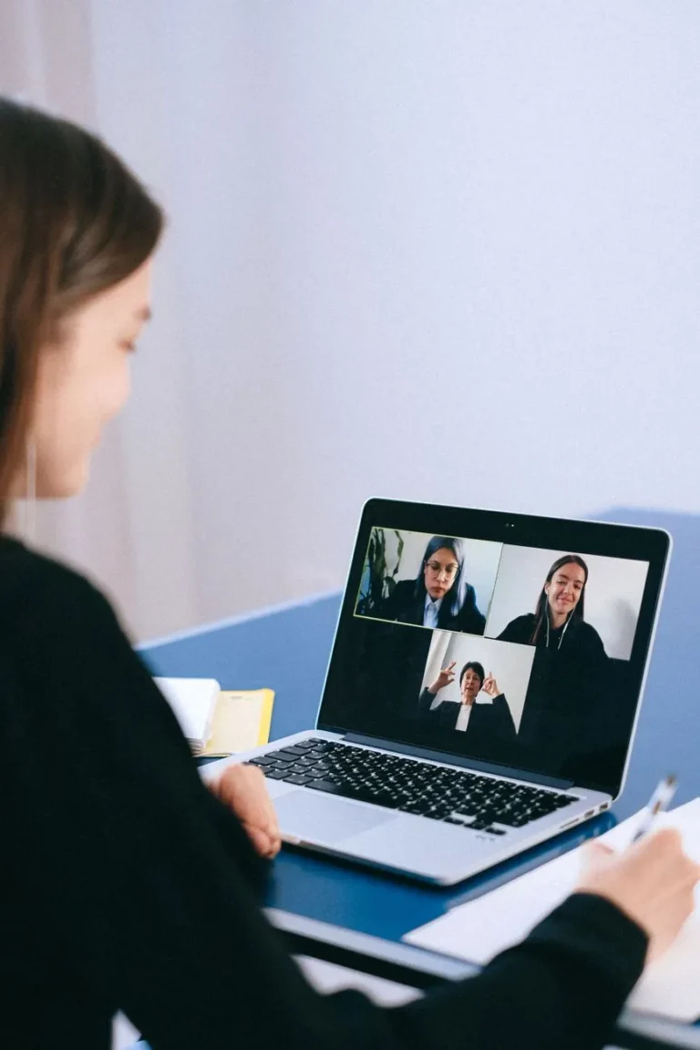 Remote team meeting on a video call