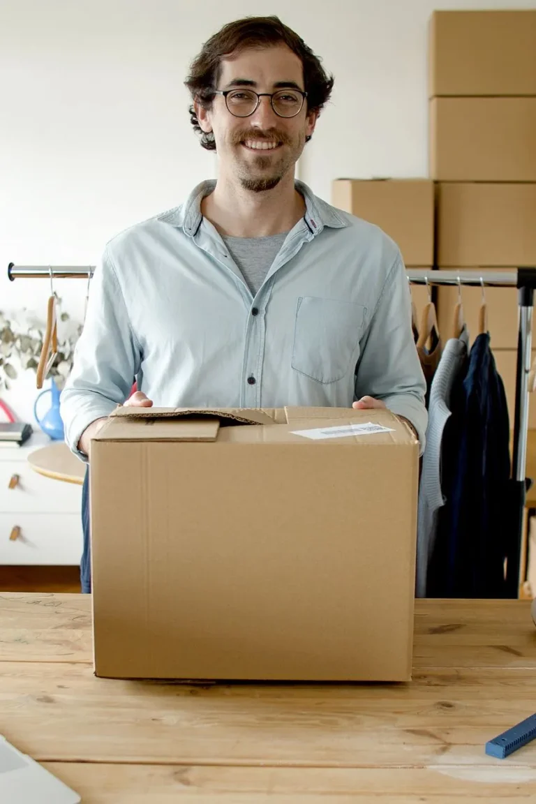 Online store owner preparing an order for shipping